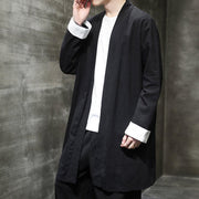 Buddha Stones Spring Vintage Open Front Men's Cotton Linen Zen Jacket Kimono - image 12