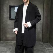Buddha Stones Spring Vintage Open Front Men's Cotton Linen Zen Jacket Kimono - image 11