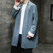 Buddha Stones Spring Vintage Open Front Men's Cotton Linen Zen Jacket Kimono - image 18