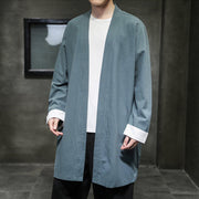Buddha Stones Spring Vintage Open Front Men's Cotton Linen Zen Jacket Kimono - image 17