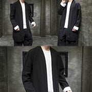 Buddha Stones Spring Vintage Open Front Men's Cotton Linen Zen Jacket Kimono - image 15