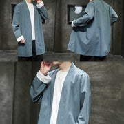 Buddha Stones Spring Vintage Open Front Men's Cotton Linen Zen Jacket Kimono - image 21