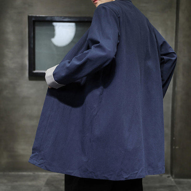 Buddha Stones Spring Vintage Open Front Men's Cotton Linen Zen Jacket Kimono - image 2