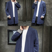 Buddha Stones Spring Vintage Open Front Men's Cotton Linen Zen Jacket Kimono - image 7