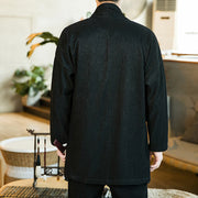 Buddha Stones Spring Pure Color Open Front Cotton Linen Men's  Jacket Kimono - image 3