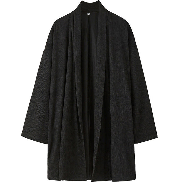 Buddha Stones Spring Pure Color Open Front Cotton Linen Men's  Jacket Kimono - image 10
