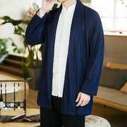 Buddha Stones Spring Pure Color Open Front Cotton Linen Men's  Jacket Kimono - image 14