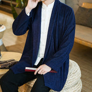 Buddha Stones Spring Pure Color Open Front Cotton Linen Men's  Jacket Kimono - image 17