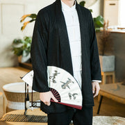 Buddha Stones Spring Pure Color Open Front Cotton Linen Men's  Jacket Kimono - image 2