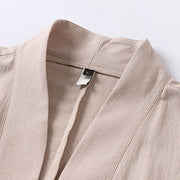 Buddha Stones Vintage Frog-Button Design Men's Open Front Cotton Linen Jacket Kimono With Pockets - image 6