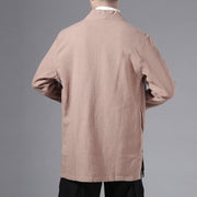 Buddha Stones Casual Plain Simple Design Open Front Cotton Linen Men's Long Sleeve Jacket Kimono - image 25
