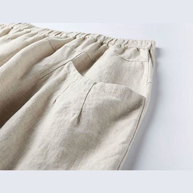 Buddha Stones Casual High Waist Design Women's Harem Cotton 7-8 Length Pants With Pockets - image 4