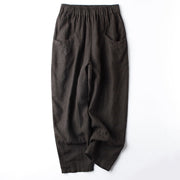 Buddha Stones Casual High Waist Design Women's Harem Cotton 7-8 Length Pants With Pockets - Black - US8-10，UK/AU12-14，EU40-42 (2XL) - image 8
