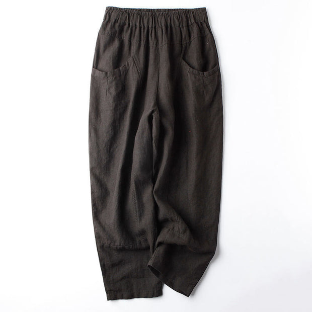 Buddha Stones Casual High Waist Design Women's Harem Cotton 7-8 Length Pants With Pockets - Black - US8-10，UK/AU12-14，EU40-42 (2XL) - image 8