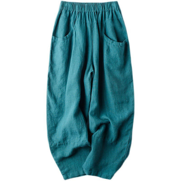 Buddha Stones Casual High Waist Design Women's Harem Cotton 7-8 Length Pants With Pockets - image 10