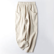 Buddha Stones Casual High Waist Design Women's Harem Cotton 7-8 Length Pants With Pockets - Beige - US8-10，UK/AU12-14，EU40-42 (2XL) - image 1