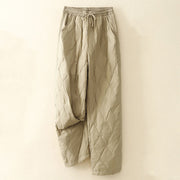 Buddha Stones Casual High Waist Drawstring Design Women's Wide Leg Cotton Pants With Pockets - PaleGoldenrod - US8-10，UK/AU12-14，EU40-42 (2XL) - image 1