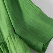 Buddha Stones Summer V-Neck Design Half Sleeve Cotton Midi Dress - image 5