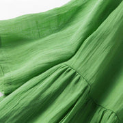 Buddha Stones Summer V-Neck Design Half Sleeve Cotton Midi Dress - image 16