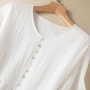 Buddha Stones Summer V-Neck Design Half Sleeve Cotton Midi Dress - image 19