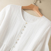 Buddha Stones Summer V-Neck Design Half Sleeve Cotton Midi Dress - image 32