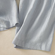 Buddha Stones Commute Plain Design Drawstring Cotton Linen Women's Wide Leg Pants With Pockets - image 6