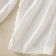 Buddha Stones Commute Plain Design Drawstring Cotton Linen Women's Wide Leg Pants With Pockets - image 34