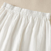 Buddha Stones Commute Plain Design Drawstring Cotton Linen Women's Wide Leg Pants With Pockets - image 33