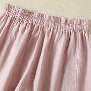 Buddha Stones Commute Plain Design Drawstring Cotton Linen Women's Wide Leg Pants With Pockets - image 24