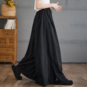 Buddha Stones Retro Leg Opening Slit Design Cotton Women's Wide Leg Pants With Pockets - Black - US12，UK/AU16，EU44 (3XL) - image 11