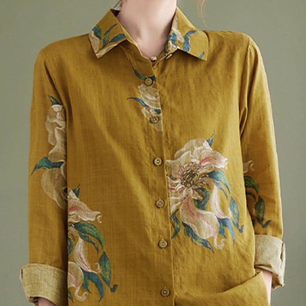 Buddha Stones Literary Artistic Flower Print Cotton Clothing - image 16