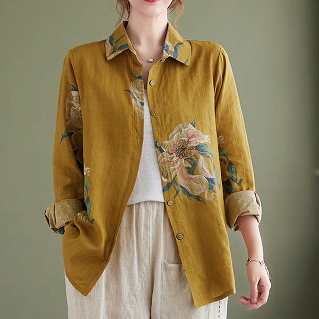 Buddha Stones Literary Artistic Flower Print Cotton Clothing - image 12