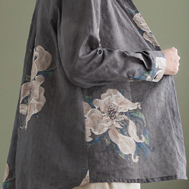 Buddha Stones Literary Artistic Flower Print Cotton Clothing - image 30