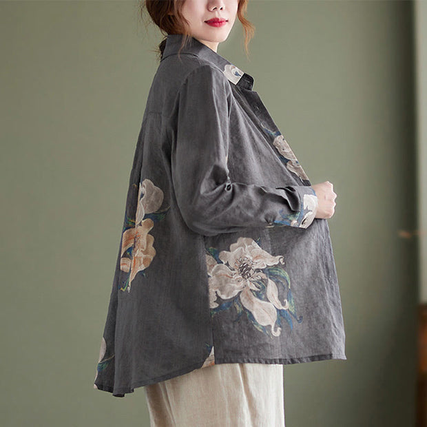 Buddha Stones Literary Artistic Flower Print Cotton Clothing - image 22