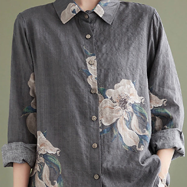 Buddha Stones Literary Artistic Flower Print Cotton Clothing - image 27