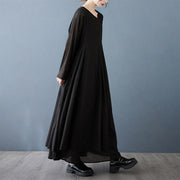 Buddha Stones Spring Double Layer Design Cotton Long Sleeve Women's Midi Dress - Black - US12，UK/AU16，EU44 (2XL) - image 4