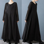 Buddha Stones Spring Double Layer Design Cotton Long Sleeve Women's Midi Dress - image 8