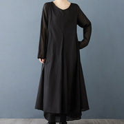 Buddha Stones Spring Double Layer Design Cotton Long Sleeve Women's Midi Dress - image 7