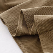 Buddha Stones Tan Solid Color Corduroy Puff Long Sleeve Midi Dress - image 14