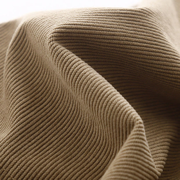 Buddha Stones Tan Solid Color Corduroy Puff Long Sleeve Midi Dress - image 6