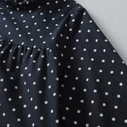 Buddha Stones Spring White Dot Pattern Ruffle Crew Neck Cotton Linen Midi Dress With Pockets - image 14