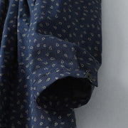 Buddha Stones Printing Floral Pattern Accordion Pleats Design Cotton Linen Midi Dress With Pockets - image 5