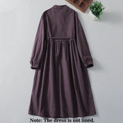 Buddha Stones Printing Floral Pattern Accordion Pleats Design Cotton Linen Midi Dress With Pockets - image 8