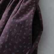 Buddha Stones Printing Floral Pattern Accordion Pleats Design Cotton Linen Midi Dress With Pockets - image 14