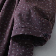 Buddha Stones Printing Floral Pattern Accordion Pleats Design Cotton Linen Midi Dress With Pockets - image 13