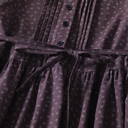 Buddha Stones Printing Floral Pattern Accordion Pleats Design Cotton Linen Midi Dress With Pockets - image 11