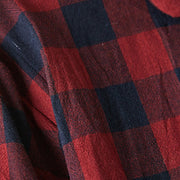 Buddha Stones Casual Contrast Color Plaid Buttons Design Cotton Linen Midi Dress With Pockets - image 16