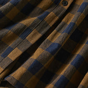 Buddha Stones Casual Contrast Color Plaid Buttons Design Cotton Linen Midi Dress With Pockets - image 7