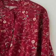 Buddha Stones Ethnic Printing Floral Lace-Up Design Cotton Linen Midi Dress - image 12