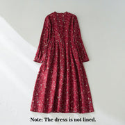 Buddha Stones Ethnic Printing Floral Lace-Up Design Cotton Linen Midi Dress - image 10
